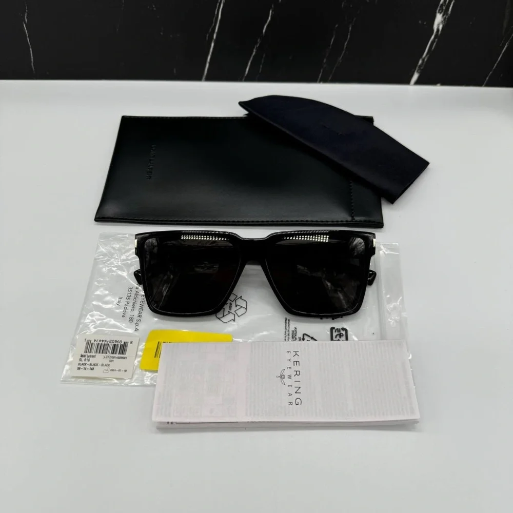 NEW SL610 001 SAINT LAURENT BLACK SQUARE SL 610 001 UNISEX SUNGLASSES